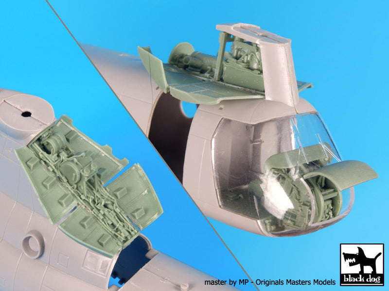 Blackdog BDOA72069 1:72 CH-46D Sea Knight Engine & Cockpit Big Set