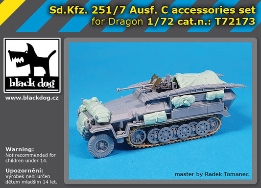 Blackdog BDT72173 1:72 Sd.Kfz.251/7 Ausf.C accessories set