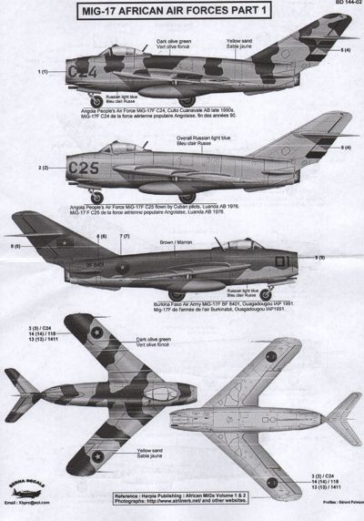 Berna Decals BER14402 1:144 African Air Forces MiG-17 Part 1
