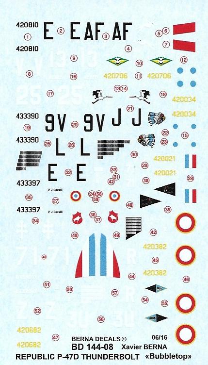 Berna Decals BER14408 1:144 P-47D Thunderbolt Bubbletop French