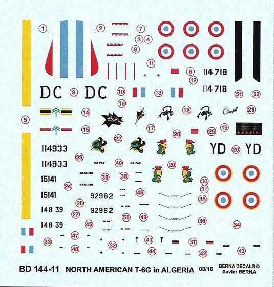 Berna Decals BER14411 1:144 North-American T-6G French Algeria
