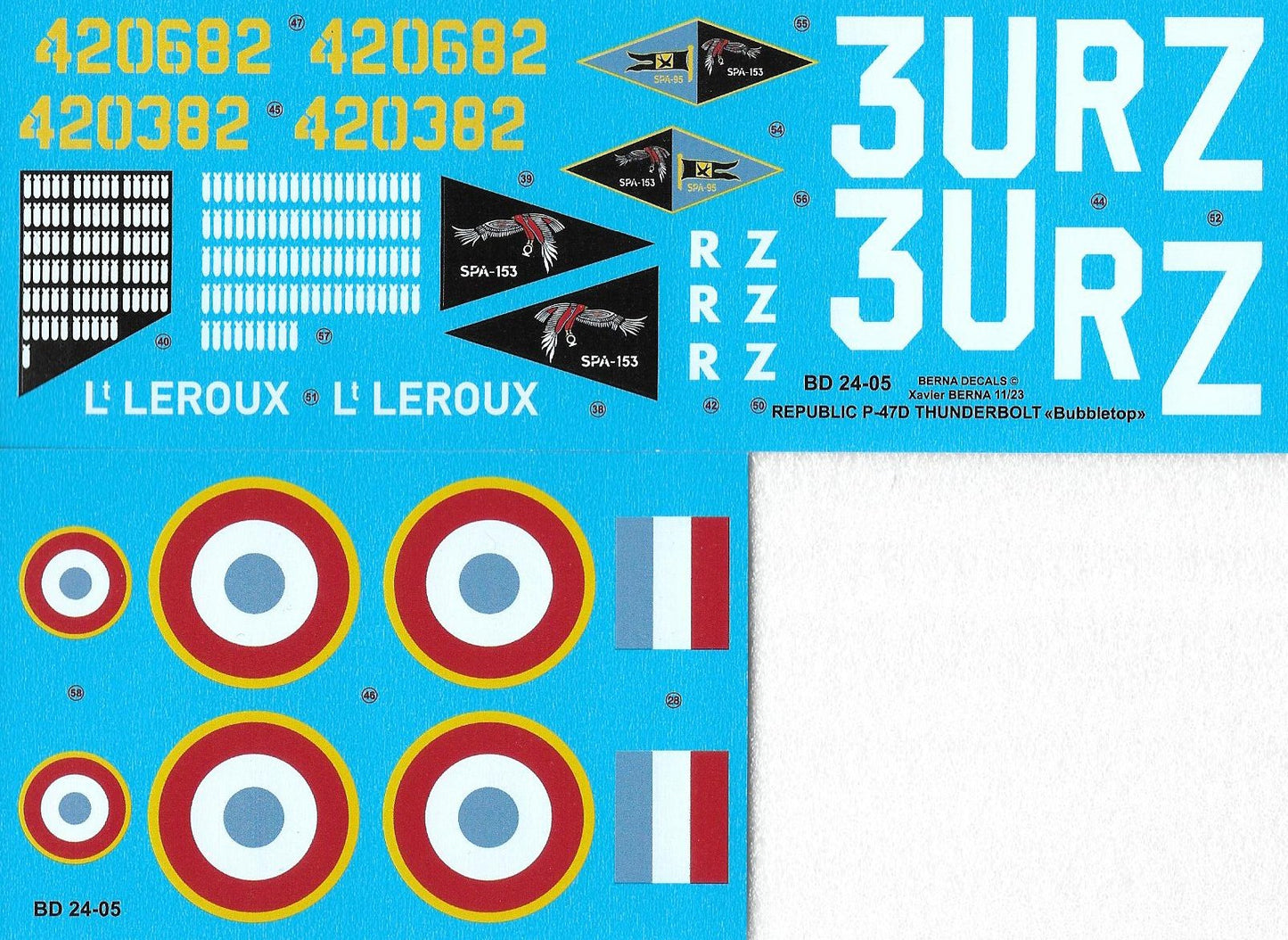 Berna Decals BER24005 1:24 Republic P-47D Bubbletop French
