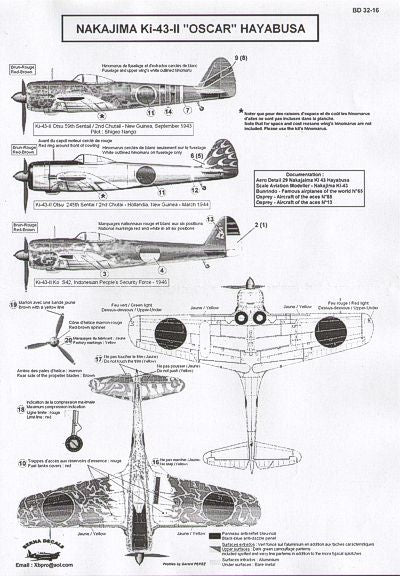 Berna Decals BER32016 1:32 Nakajima Ki-43-II Oscar Hayabusa