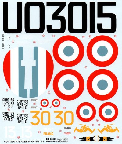 Berna Decals BER32024 1:32 Curtiss-Hawk H-75A