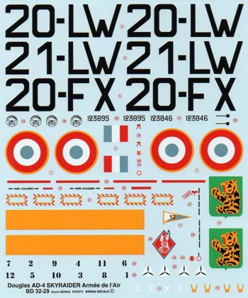 Berna Decals BER32029 1:32 Douglas AD-4 Skyraider French