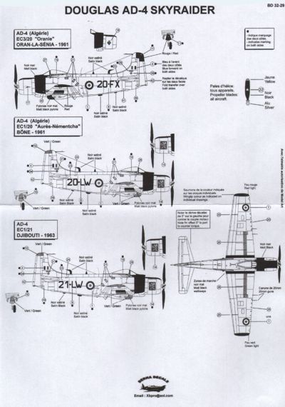 Berna Decals BER32029 1:32 Douglas AD-4 Skyraider French