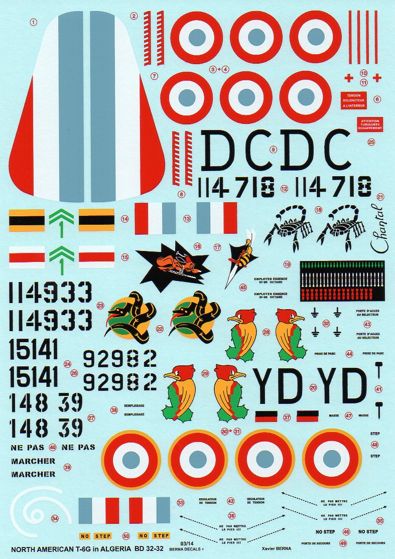 Berna Decals BER32032 1:32 North-American T-6G French Algeria