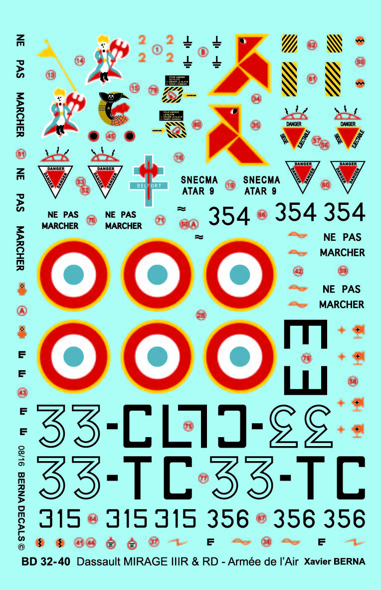 Berna Decals BER32040 1:32 Dassault_Mirage IIIR & IIIRD: 33-CL