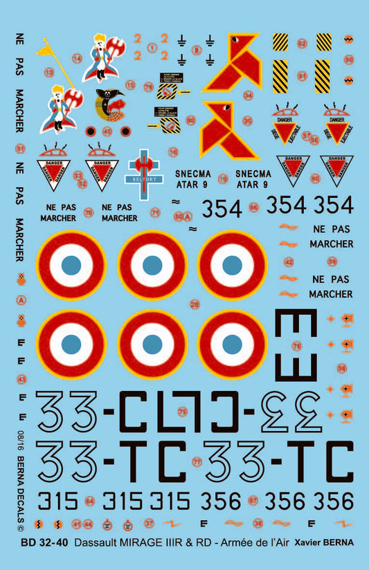 Berna Decals BER32040 1:32 Dassault_Mirage IIIR & IIIRD: 33-CL