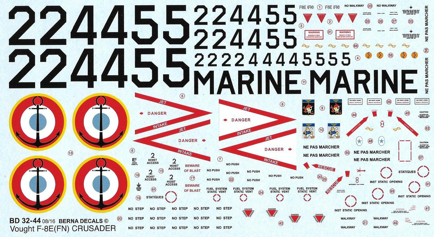 Berna Decals BER32044 1:32 Vought F-8E