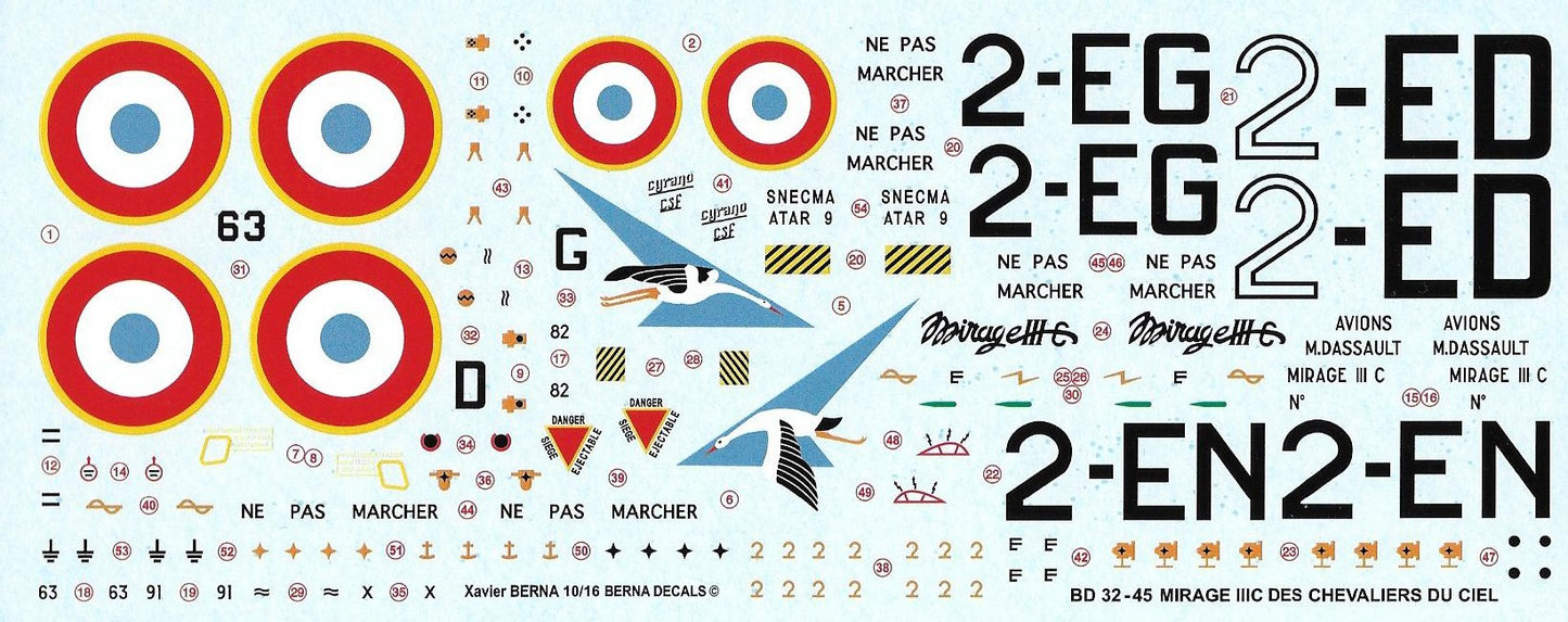 Berna Decals BER32045 1:32 Dassault Mirage IIIC Knights of Sky
