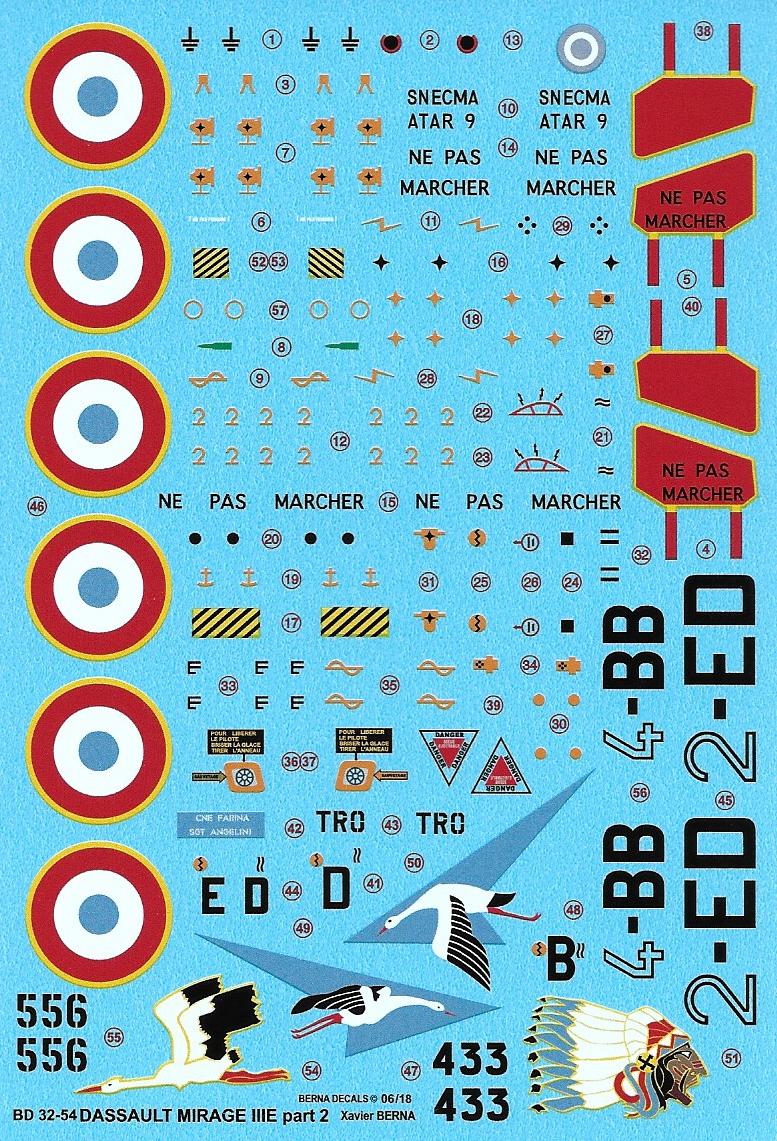Berna Decals BER32054 1:32 Dassault Mirage IIIE Part 2
