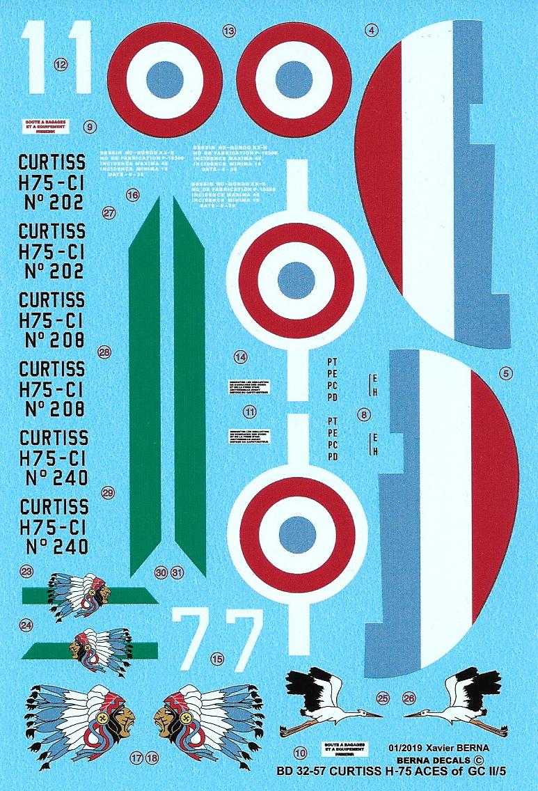 Berna Decals BER32057 1:32 Curtiss H-75