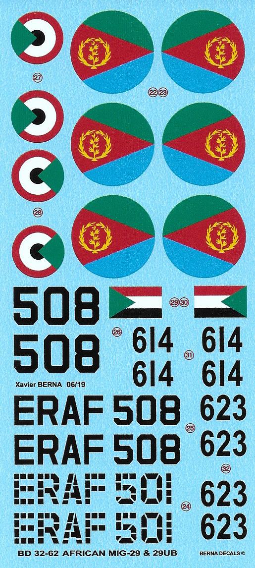 Berna Decals BER32062 1:32 African Air Forces MiG-29 Decals