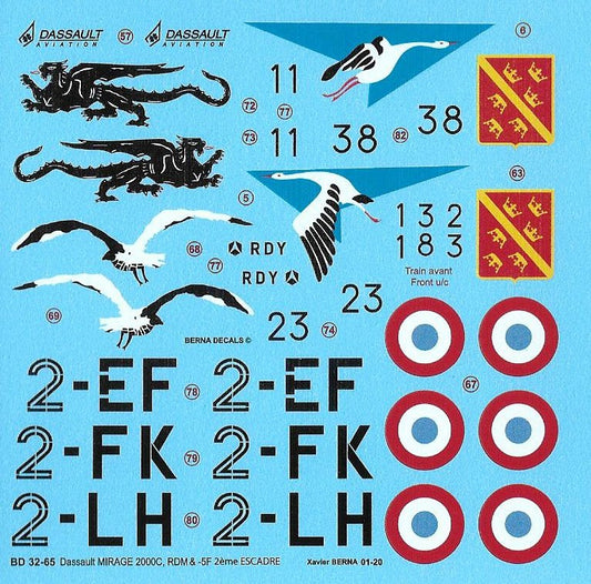 Berna Decals BER32065 1:32 Dassault Mirage 2000C 2eme Escadre