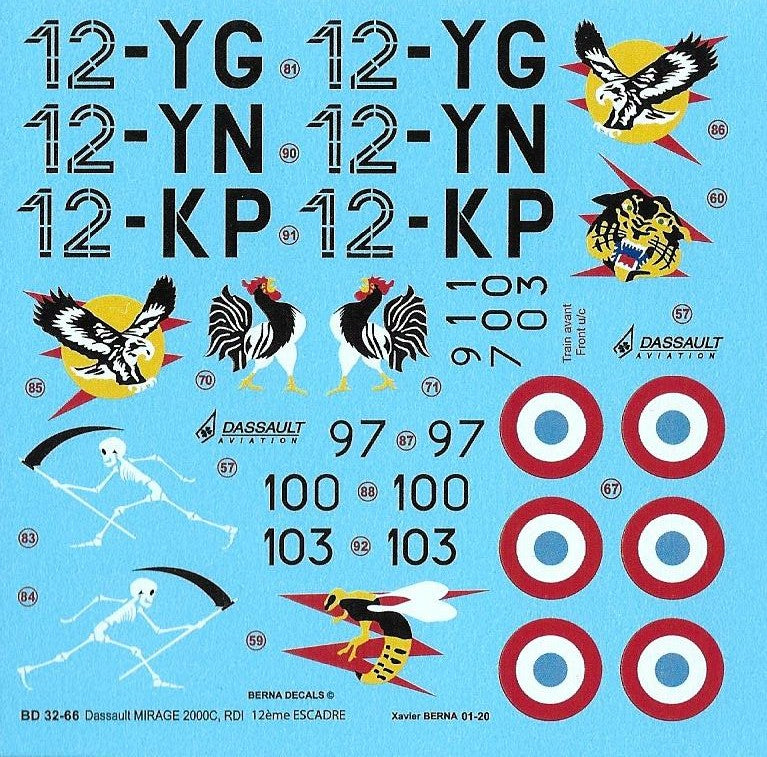 Berna Decals BER32066 1:32 Dassault Mirage 2000C RDI 12eme