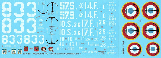 Berna Decals BER32080 1:32 Vought AU-1 & F4U-7 Corsair Aeronavale Flottille 12F