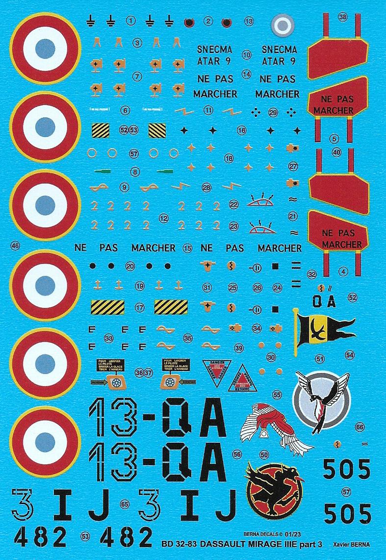 Berna Decals BER32083 1:32 Dassault_Mirage IIIE Armee de l'Air
