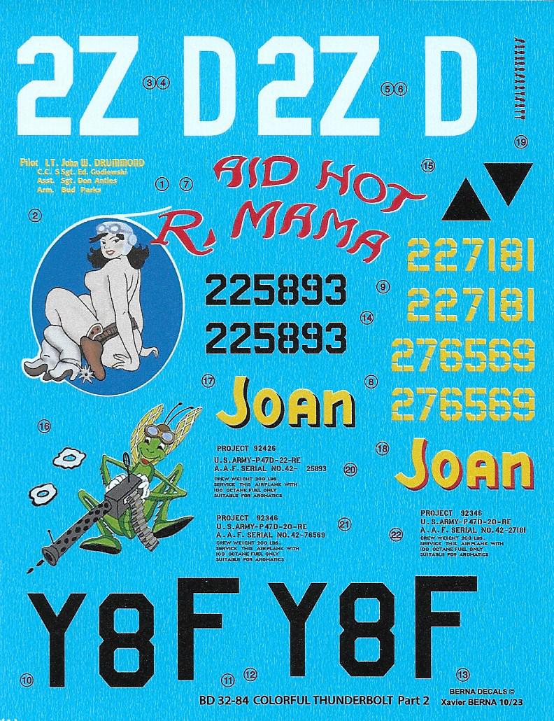 Berna Decals BER32084 1:32 Republic P-47D Raid Hot Mama
