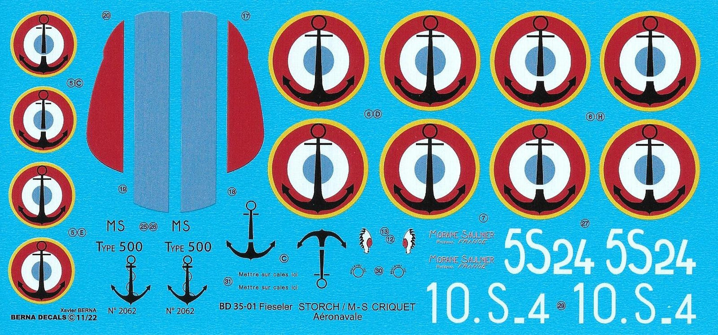 Berna Decals BER35-001 1:35 Fieseler Storch / MS.500 Criquet