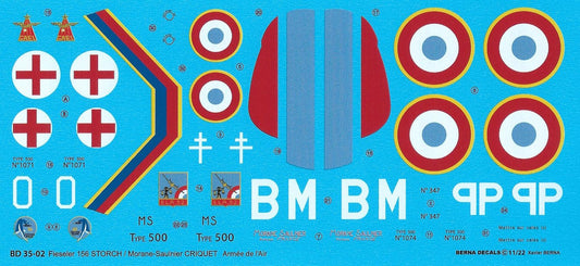 Berna Decals BER35-002 1:35 Fieseler Storch / MS.500 French
