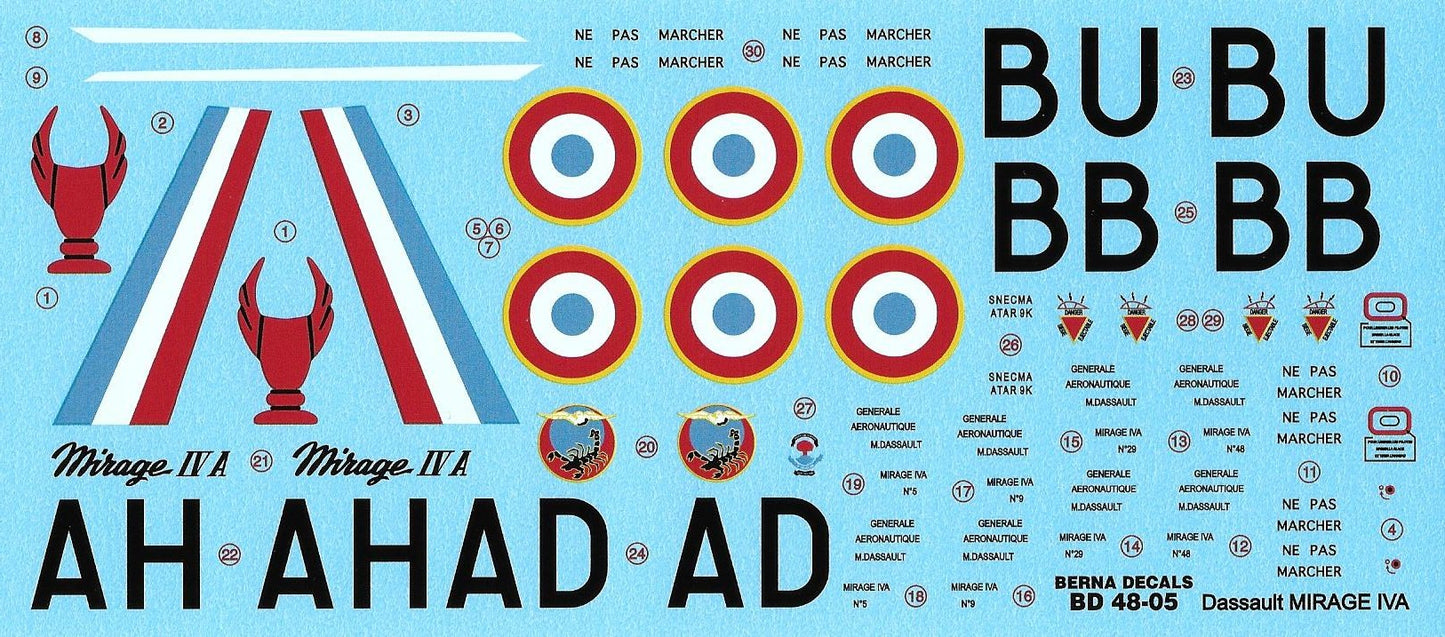 Berna Decals BER48005R 1:48 Dassault_Mirage IVA
