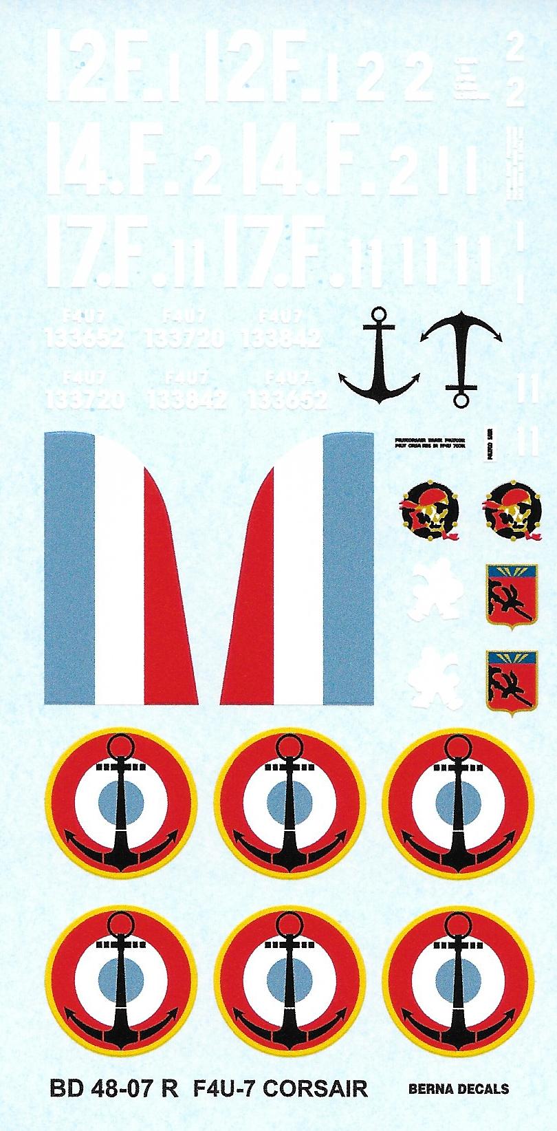 Berna Decals BER48007R 1:48 Vought F4U-7 French Corsair