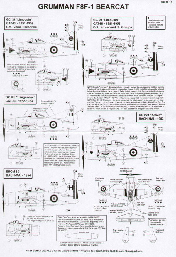 Berna Decals BER48014R 1:48 Grumman F8F-1 Bearcat