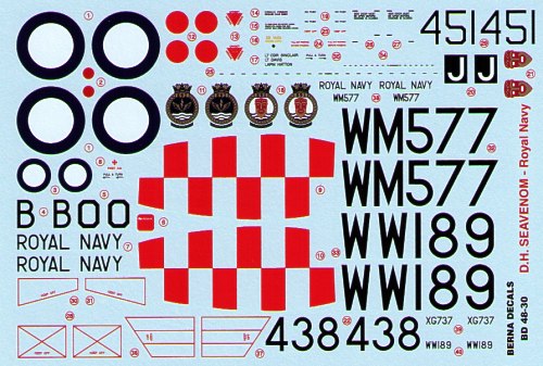 Berna Decals BER48030 1:48 de Havilland Sea Venom FAW.21