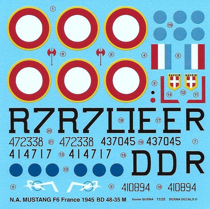 Berna Decals BER48035M 1:48 North-American F-6C/D Mustangs in French Service