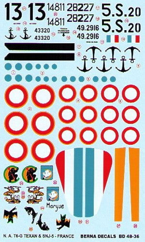 Berna Decals BER48036 1:48 North-American T-6G Texan/Harvard