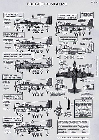 Berna Decals BER48040 1:48 Breguet 1050 Alize