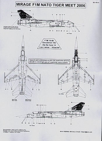 Berna Decals BER48043 1:48 Dassault Mirage F.IM Tiger Meet
