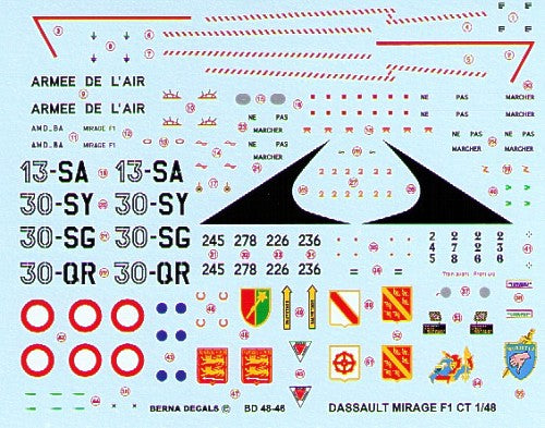Berna Decals BER48046 1:48 Dassault_Mirage F.1CT