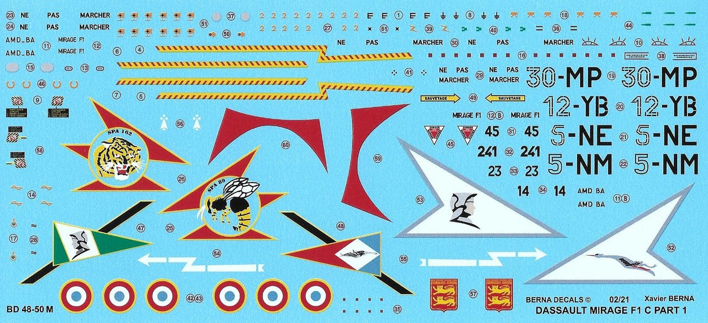 Berna Decals BER48050M 1:48 Dassault Mirage F1 C Part 1