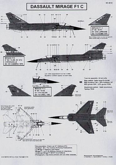 Berna Decals BER48052M 1:48 Dassault_Mirage F.1C Part 3 10-SE, 12-ZD, 30-FC