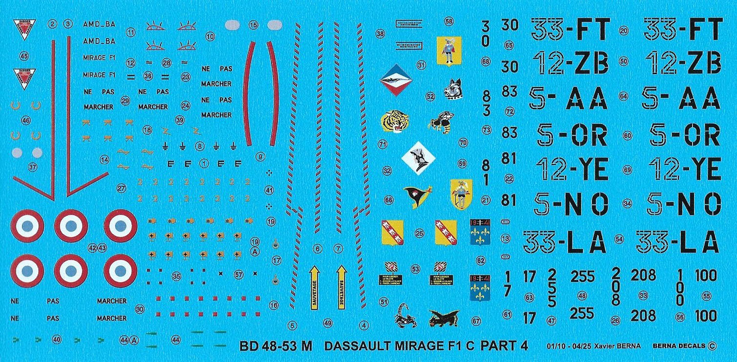 Berna Decals BER48053M 1:48 Dassault_Mirage F.1C