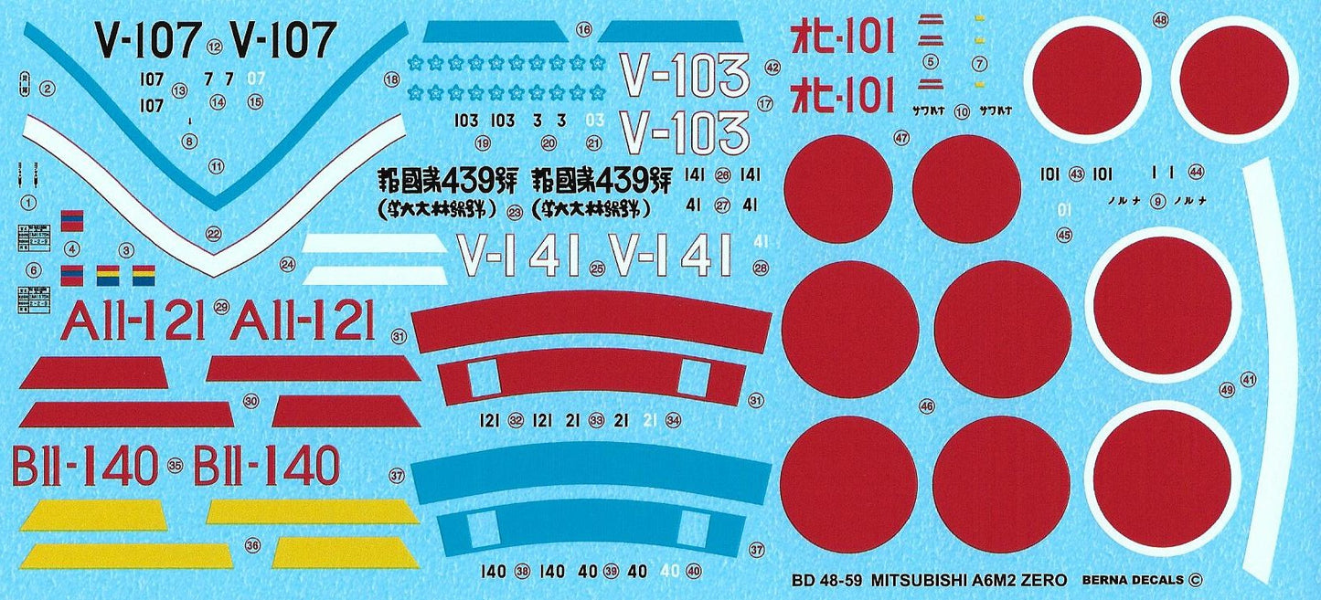 Berna Decals BER48059 1:48 Mitsubishi A6M2 Zero Model 21: Sakai