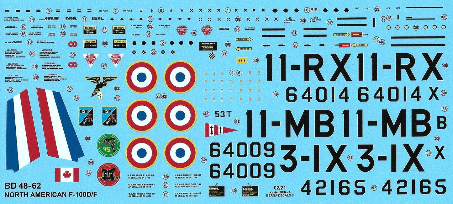 Berna Decals BER48062M 1:48 North-American F-100D French 11-MB