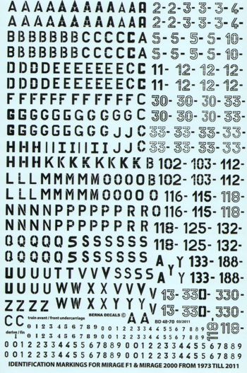 Berna Decals BER48070 1:48 French Identification Letters