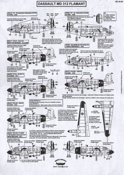 Berna Decals BER48080 1:48 Dassault MD-312 Flamant