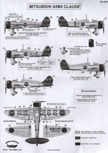 Berna Decals BER48087 1:48 Mitsubishi A5M4 Claude: Hosho FS