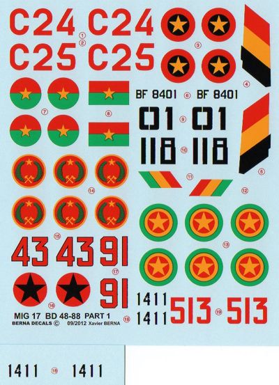 Berna Decals BER48088 1:48 African Air Forces MiG-17 Part 1