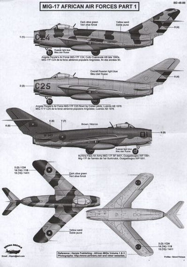 Berna Decals BER48088 1:48 African Air Forces MiG-17 Part 1