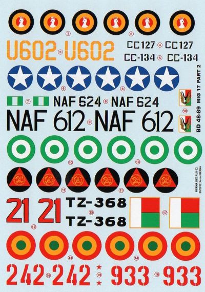 Berna Decals BER48089 1:48 African Air Forces MiG-17 Part 2