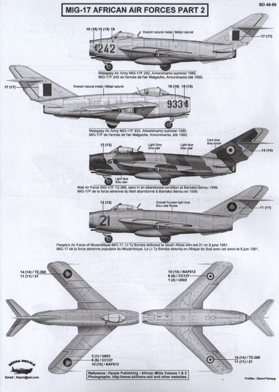 Berna Decals BER48089 1:48 African Air Forces MiG-17 Part 2