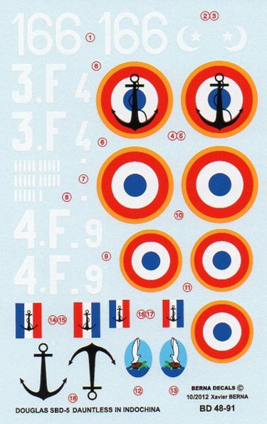 Berna Decals BER48091N 1:48 French Douglas SBD-5 Dauntless