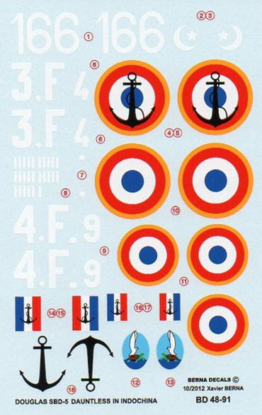 Berna Decals BER48091N 1:48 French Douglas SBD-5 Dauntless