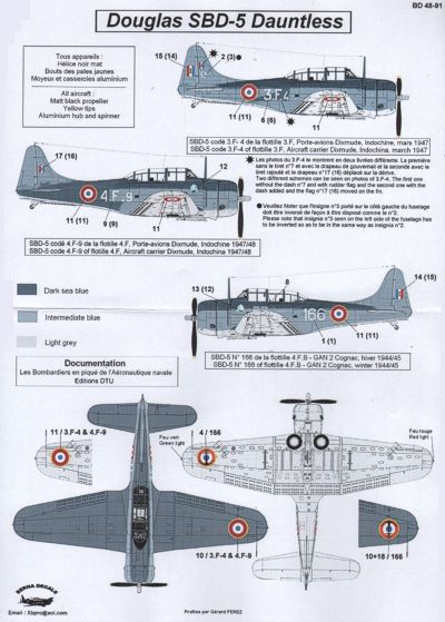 Berna Decals BER48091N 1:48 French Douglas SBD-5 Dauntless