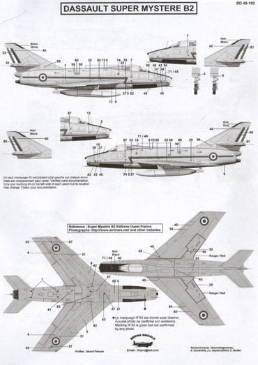 Berna Decals BER48100 1:48 Dassault Super Mystere B.2 Stencils & markings